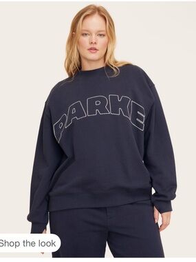 Parke Navy Crewneck Sweatshirt with Logo Embroidery